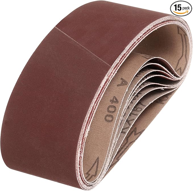 HARFINGTON 3 x 21 Inch Sanding Belts, 15 Pcs 400 Grits Aluminum Oxide Abrasive Belt Sander File Belt for Woodworking, Metal Polishing, Knife Sharpener