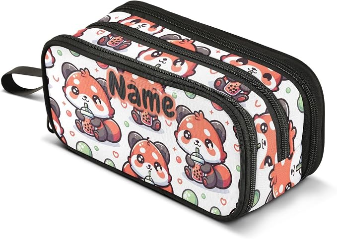 Custom Cute Red Panda Bubbles Pencil Case Box Boys Girls Personalized Name by BOENLE-WELCOMEYOURCOMING