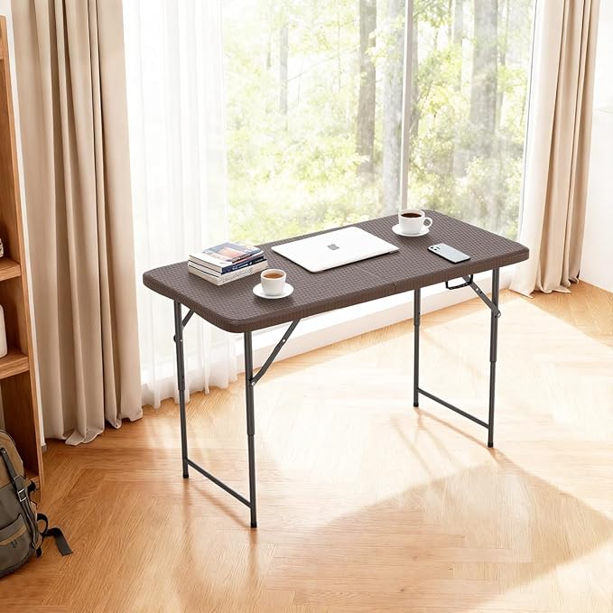 FDW 4FT Folding Table Half Portable Foldable Table Picnic Table - Image 2