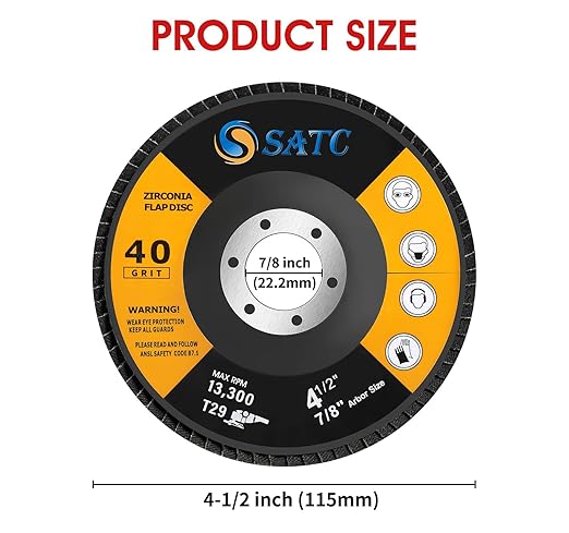 S SATC Flap Discs 4-1/2 Inch 40 Grit Zirconia Grinding Wheel Type 29 Abrasive Discs Flap Wheel for Angle Grinder - 20 Pack