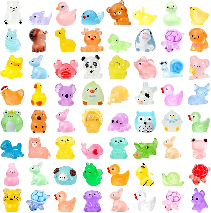 80 Pcs Luminous Mini Resin Animals 80 Styles Tiny Little Glow in The Dark by ywevyezc