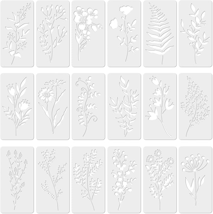 18 Pack Floral Stencils for Painting on Wood, Reusable Flower Stencils for by krastmon