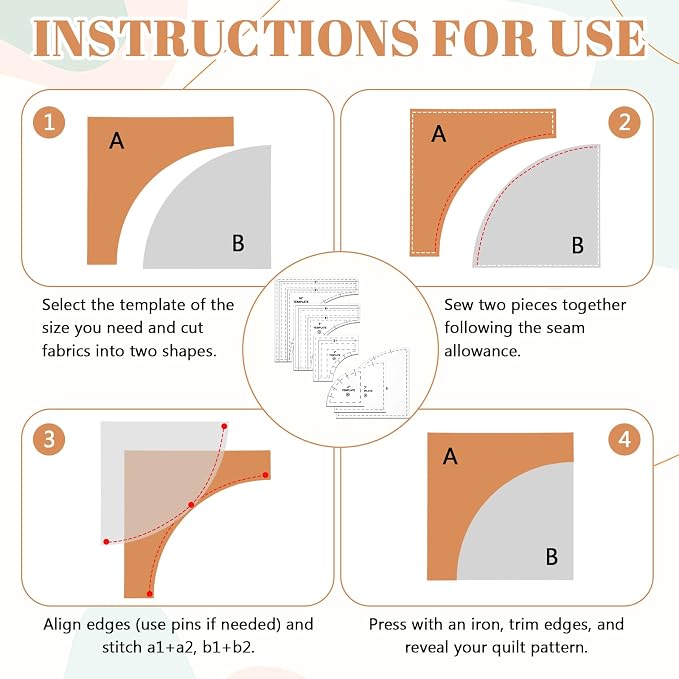 3 Set Drunkards Path Quilting Templates - Image 2