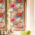 Red Cream Beige Peony Floral Stained Glass Window Films Decorative Double-Side by Unknown