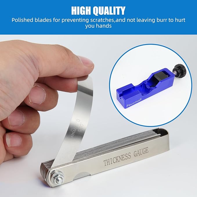 Spark Plug Gap Tool, Spark Plug Gapping Tool with 32 Blade Steel Feeler Gauge, Universal Spark Plug Gap Tool for Most 10mm 12mm 14mm 16mm Spark Plugs (Blue)