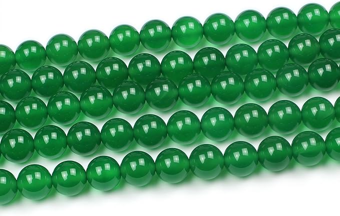 MJDCB 7A Natural Green Agate Round Stone Loose Beads - Image 4