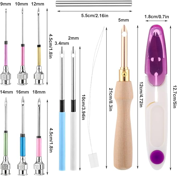 13 Pcs Punch Needle Kit Adjustable Embroidery Punch Needle Tool Set Wooden - Image 2