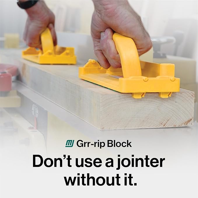 MICROJIG - GRR-RIP BLOCK Smart Push Block for Router Table, Jointer, Band Saws, and Table Saws, Includes 4 Auto-Drop Smart Heels, Extreme Grip, GB-1, Yellow/Green