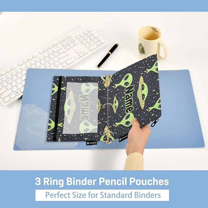 Custom Green Aliens Space Pencil Pouch - Image 4