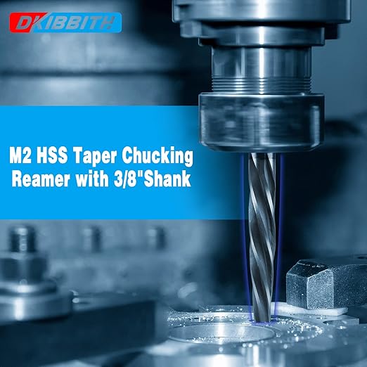 3/8” Bridge Construction Reamer Drill Bit, M2 HSS Taper Chucking Reamer for Steel Alloy Metal Wood Plastic, 3/8" Non-Slip Shank, 5-Spiral Flutes Car Reamer, to Align or Enlarge Holes, 10mm