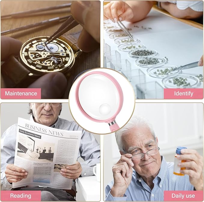 Feosky Handheld Reading Magnifier, 10X Magnifier, 90mm Shatterproof Lens - Image 5
