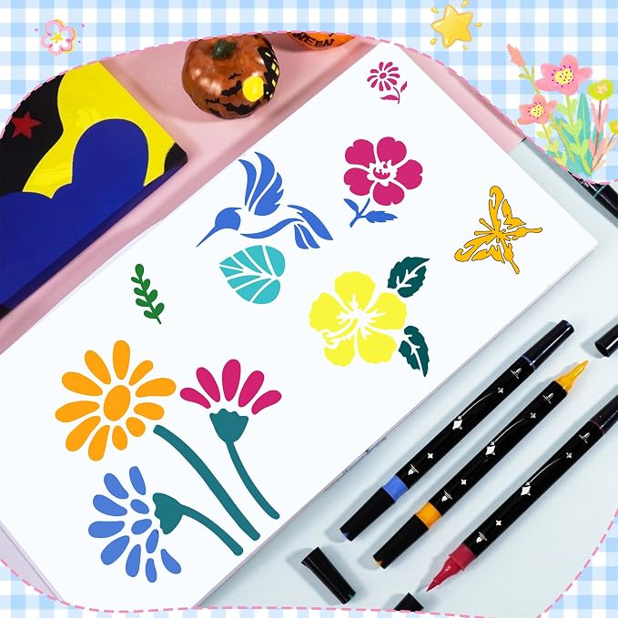 100Pcs Flower Stencils 4 Sizes 1.5/2/3/4 Inch Reusable Floral Drawing Templates - Image 5