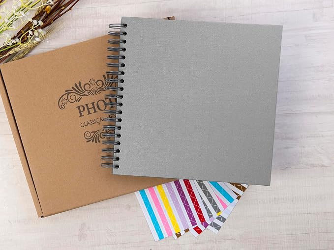 potricher 10 x 10 Inch DIY Scrapbook Photo Album 80 Pages Thick Kraft Blank - Image 7