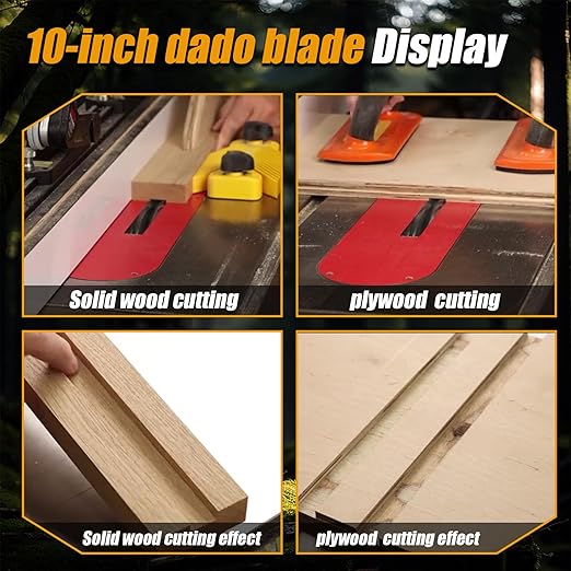 10'' Stacking Dado Blade Set, Compatible with 10 Inch Table Saw, Grooves from 1/4" to 13/16" Inch,24-Tooth, 5/8-Inch Arbor, 14 Pieces