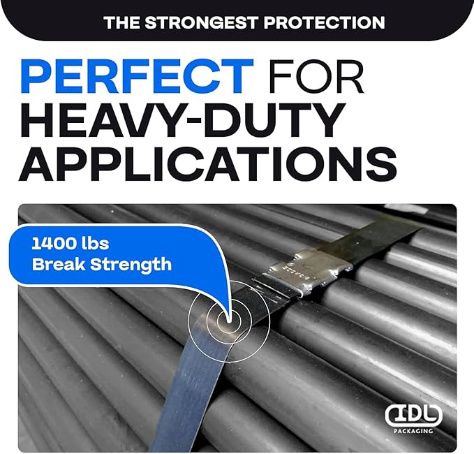 Steel Strapping Coil 5/8" x .020" x 300' (3-Pack), 1400 lbs Break Strength in Self-Dispensed Сardboard Box - Metal Band - Portable Strong Metal Banding with Superior Cut-Resistance by IDL Packaging