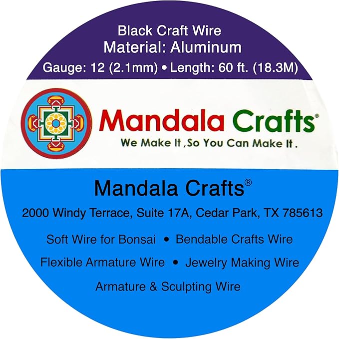Mandala Crafts 12 Gauge Black Anodized Aluminum Craft Wire, 60 FT | Colored - Image 3