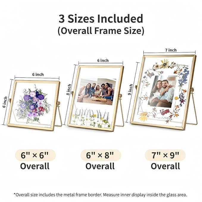 Relaxing Garden Floating Double Glass Frame Set, 3 Sizes 6x6 6x8 7x9 - Image 2