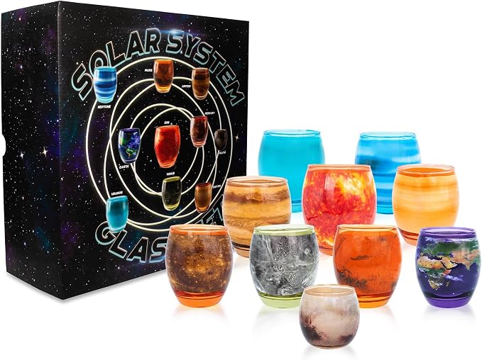 Toynk Solar System Planetary Glasses Set of 10 | Each Holds 4-10 Ounces by Surreal+Entertainment