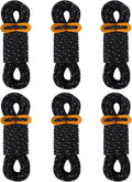 CONBOLA 6 Pack 5 mm Guy Lines Ultralight Tent Cords with Aluminum Adjuster Tensioner Outdoor Camping Guylines Ropes for Tent Tarp, Canopy Shelter, Climbing, Hiking Backpacking Gear