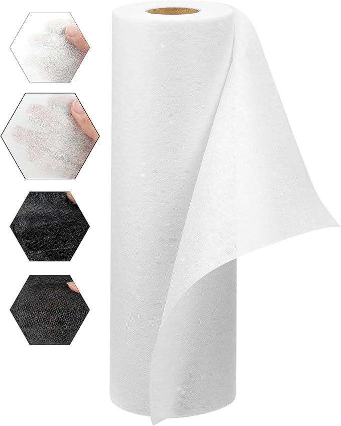 FIVEIZERO Lightweight White Iron-On Non-Woven Fusible Interfacing: 12in x 30yd by FIVEIZERO