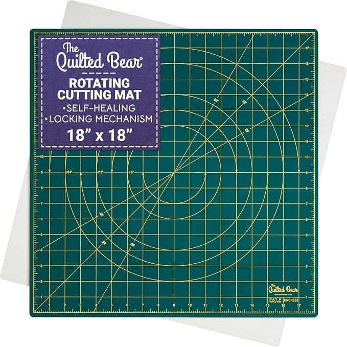 The Quilted Bear Rotating Cutting Mat 18" x 18" by TheQuiltedBearsProducts