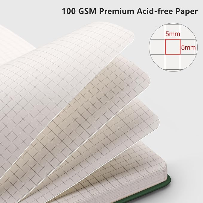 RETTACY Graph Grid Paper Notebook, 192 Pages, A5 Size | 5 Squares per Inch - Image 3