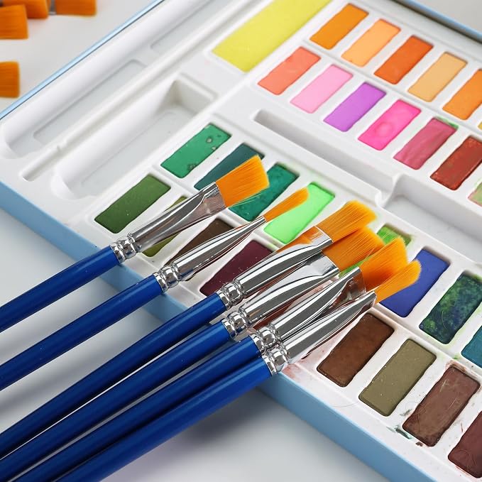 1/2 inch Flat Paint Brushes for Acrylic Painting, Watercolor, Face Body Art - Image 6