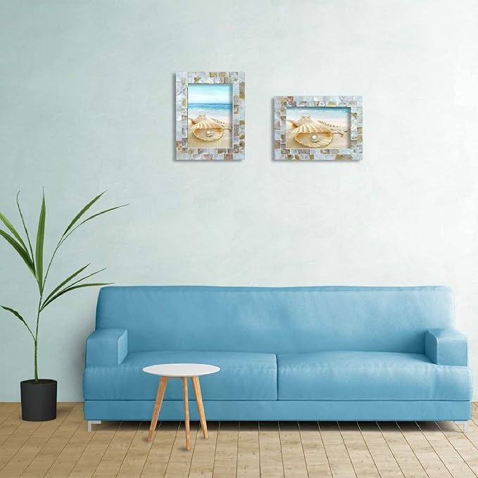 Handmade Picture Frames, Unique Natural Style, Chic Mosaic Beach Picture Frame - Image 5