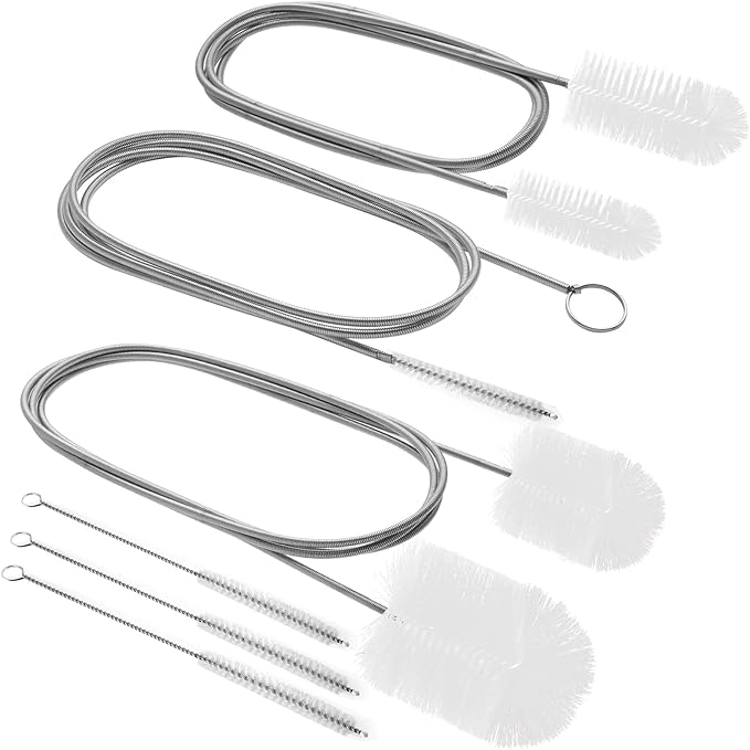 6Pcs Flexible Drain Brush 78 Inch Pipe Cleaning Brush 63 Inch drain cleaner brush 59 Inch Hose Brush and 3 Pcs 9 Inch Straw Cleaner Brush for straws Kitchen Sink Plumbing and Shower Drain Tube (White)