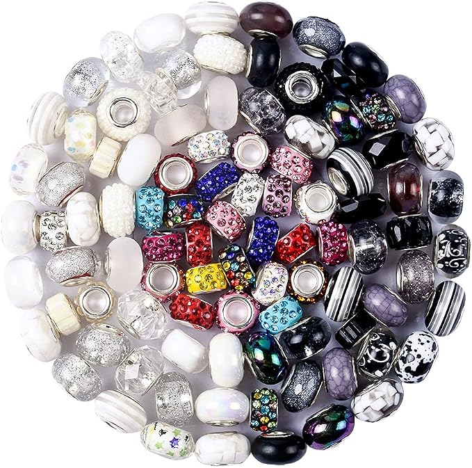 Aipridy Assortment European Large Hole Beads Spacer Beads Rhinestone Craft Beads by AIPRIDY