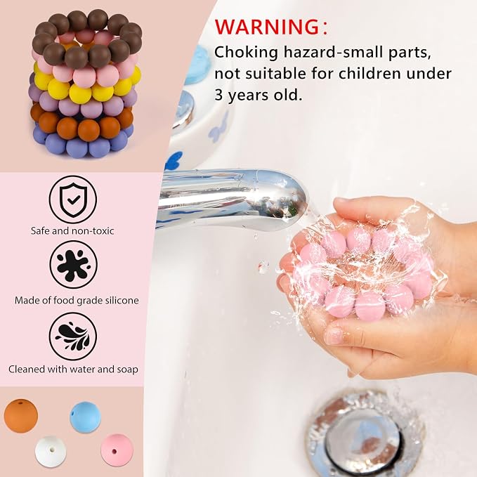 ASTARON 100 Pcs 15mm Silicone Beads - Image 2