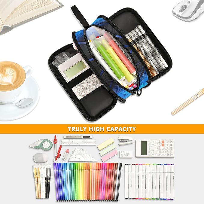 3d Basketball Blue Lighting Pencil Case Box Boys Girls Large Pencil Pouch - Image 2