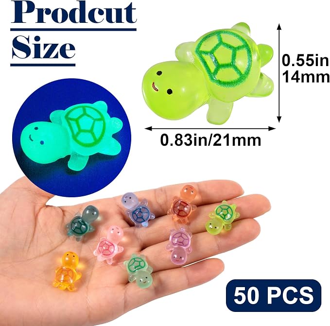 50 Pcs Mini Luminous Resin Turtle, Miniature Figurines, Tiny Turtle Figurines - Image 2