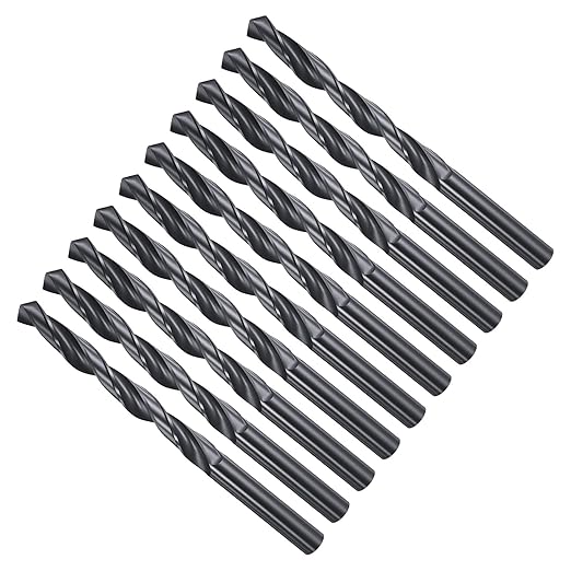 Drill Bit, 9mm Cutting Diameter, 4241 HSS Nitriding Black 118° Cutting Angle Versatile Jobber Bits - (Applications: for Drilling Plastic Wood Soft Metal), 10-Pieces