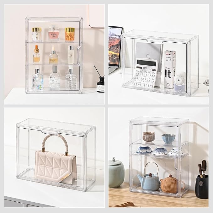 3 Tier Clear Display Case for Figures, Wall-Mounted Acrylic Storage Organizer - Image 8