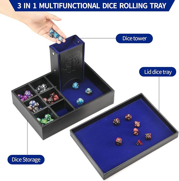 Grajar 3 in 1 Dice Tray with Lid, Portable Dice Box Storage - Image 3