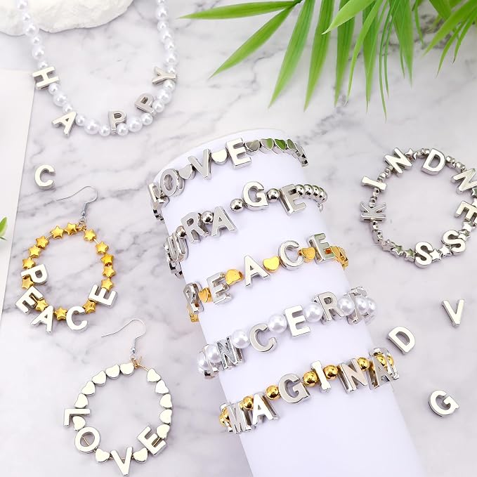 Augshy 700Pcs Silver Large Alphabet Letter Beads - Image 5