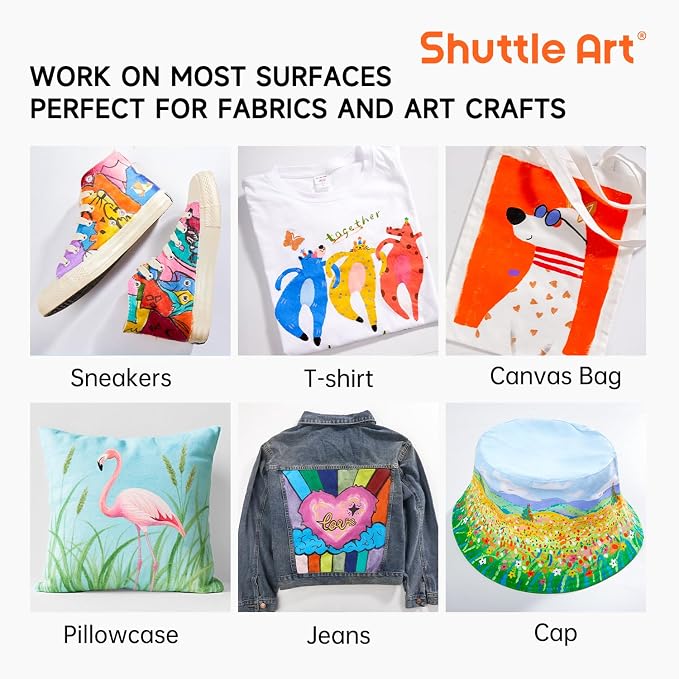 Shuttle Art Fabric Paint, 15 x 12ml Tubes Permanent Soft Fabric Paint - Image 7