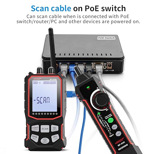 NOYAFA NF-918S Network Cable Tester with 6 wavelength Optical Power Meter, Cable Toner Ethernet Cable Tester RJ45 Network Tester with 10mw Visual Fault Locator, PoE Tester Network Tools