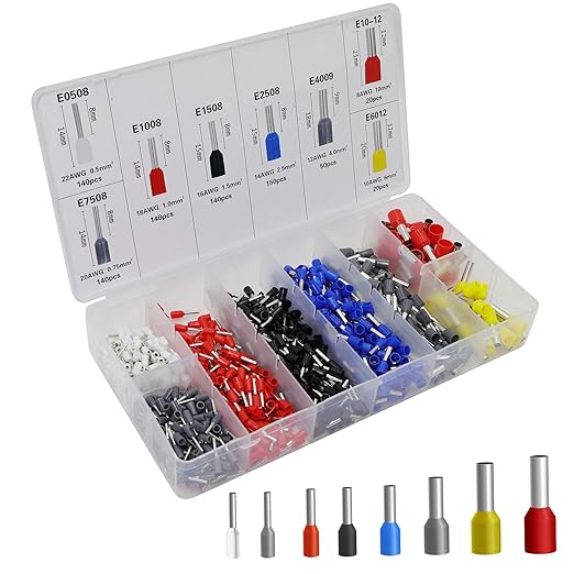 Fidioto 800pcs Wire Ferrules Terminals Kit, AWG 22-8 Terminal Connector Wire Insulated Cord Pin Ends Terminals for Electric, Industrial, Power Control System, etc.