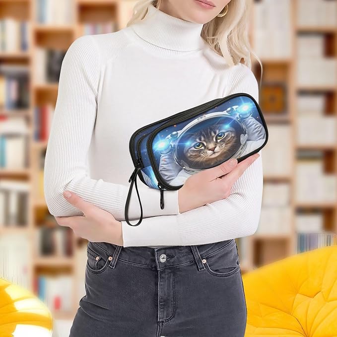 Cat Astronaut Pencil Case Box Boys Girls Large Pencil Pouch - Image 7