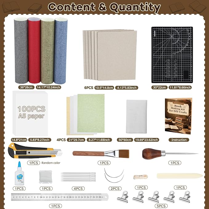 JUPEAN Book Binding Kits Book Binding Materials Bookbinding Kit | 6 Cardboard - Image 9