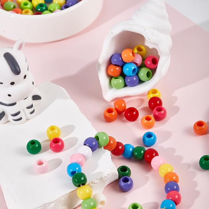 160pcs 12mm Plastics Acrylic Beads Mix 10 Color Large Hole Hair Beads - Image 7