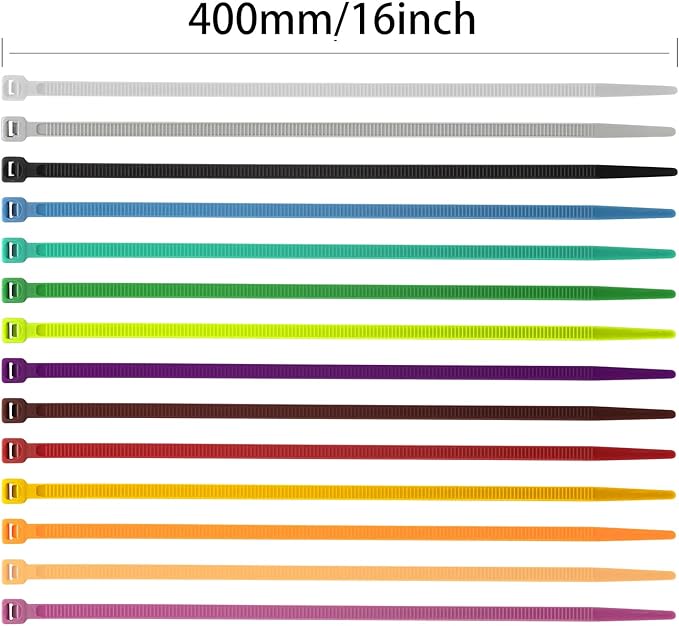 XINGO 100PCS Cable Zip Ties Heavy Duty, Premium Nylon Plastic Wire Ties with 50 Pounds Tensile Strength, Self-Locking Black Nylon Zip Ties for Indoor and Outdoor (16 inch, Silver)