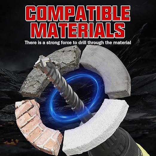 CSOOM SDS Plus Rotary Hammer Drill Bit 7/8"x10.24", Professional Concrete Drill Bit for Concrete, Brick, Stone and Cement Walls