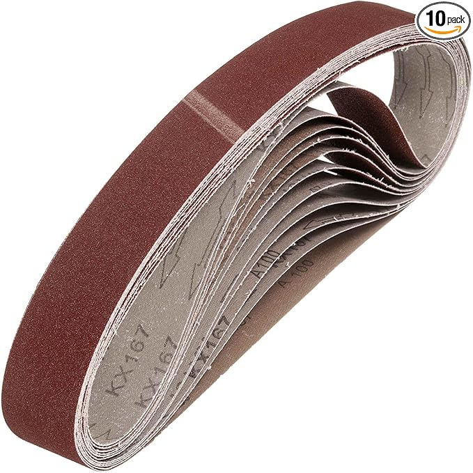 HARFINGTON 1 x 42 Inch Sanding Belts, 10 Pcs 100 Grits Aluminum Oxide Abrasive Belt Sander File Belt for Woodworking, Metal Polishing, Knife Sharpener