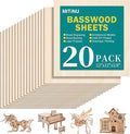 20 Pack Basswood Sheets for Crafts, Wood Burning, Architectural Models by MITINU