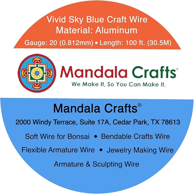 Mandala Crafts 20 Gauge Vivid Sky Blue Anodized Aluminum Craft Wire, 100 FT | - Image 3