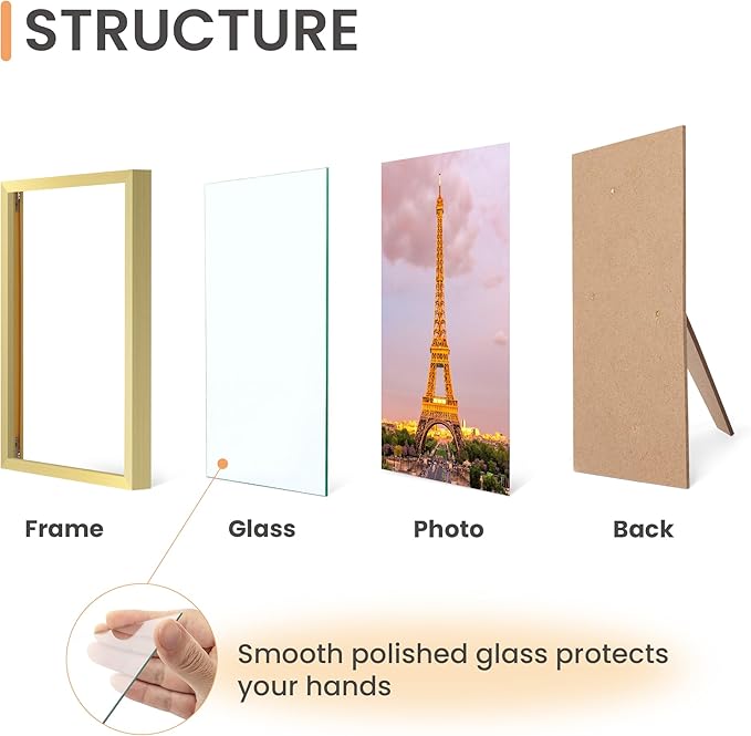 upsimples 8x10 Picture Frame Set of 3, Made of High Definition Glass - Image 3