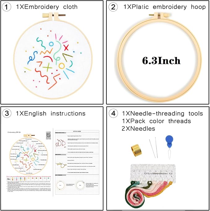 Beginners Embroidery Stitch Practice Kits, Easy Hand Embroidery Starters Kit - Image 6